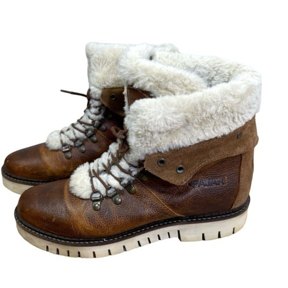 Pajar Penny Faux Fur Trim Lace-Up Women Boot Size 40 
Color Brown/White